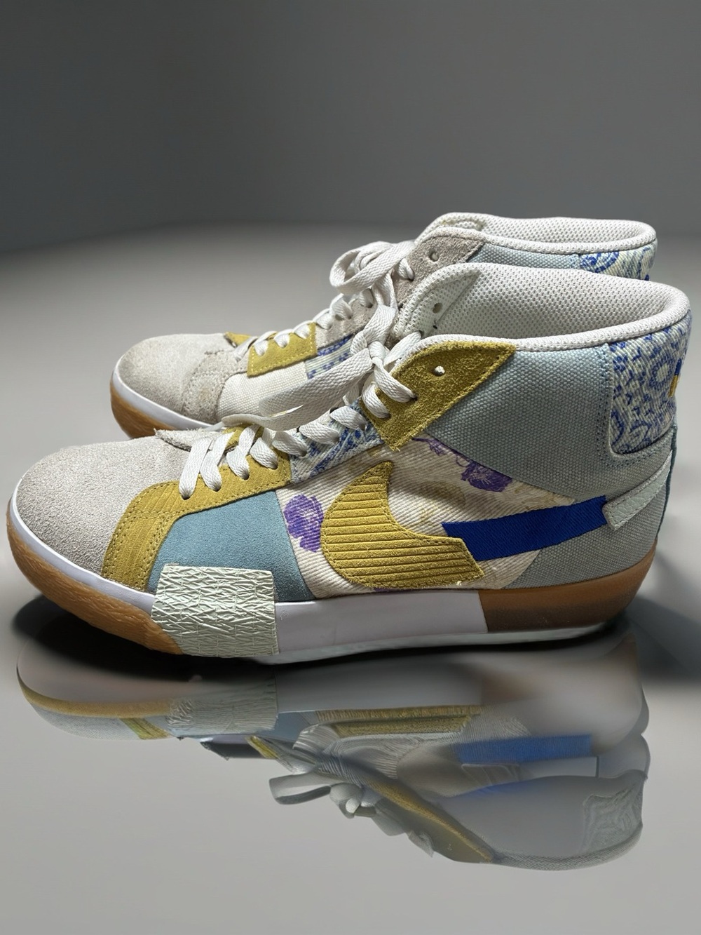 Nike zoom High-Top Athletic Sneakers in Blue, Yellow & White Men 8.5 Women 10